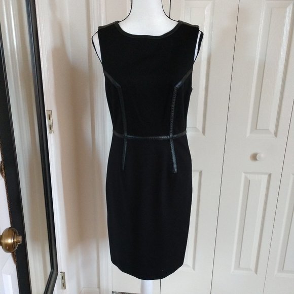 Trina Turk Dresses & Skirts - Trina Turk Black w/Leather Trim Sheath Dress 8